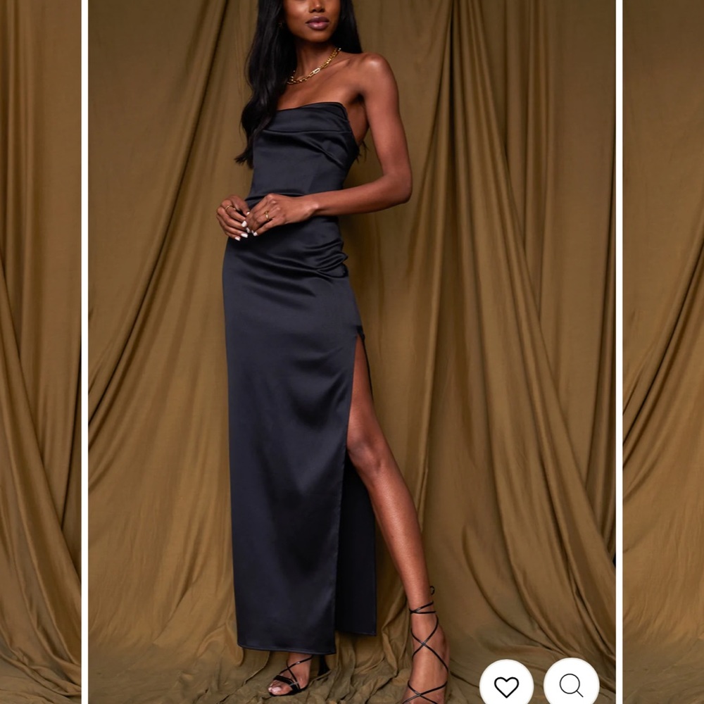 Savoy black satin maxi dress